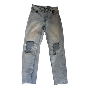 RSQ Blue Straight Leg Jeans with Distressed Details